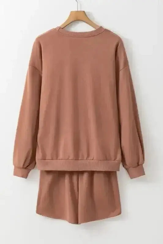 Two Piece Shorts Sets Sequined COFFEE Sweat Set