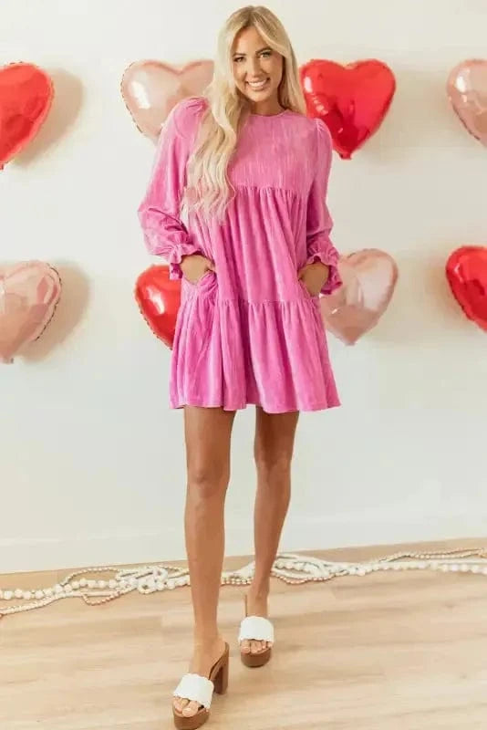 Velvet Dresses Blushing Berry Velvet Dress
