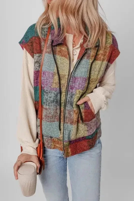 Vests Zip 'n' Plaid Casual Vest