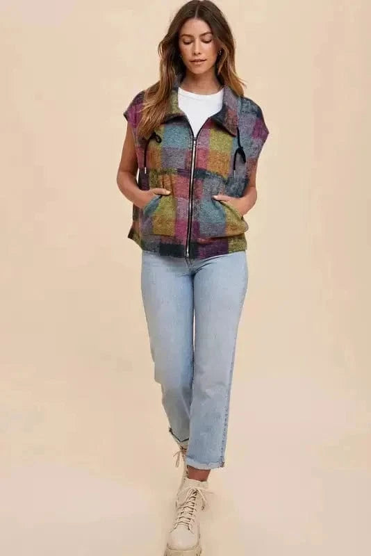 Vests Zip 'n' Plaid Casual Vest