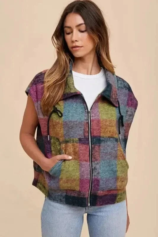 Vests Zip 'n' Plaid Casual Vest