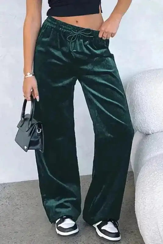 Yoga Pants Evergreen / S / 95%Polyester+5%Elastane Velvet Dream Flowy Trousers