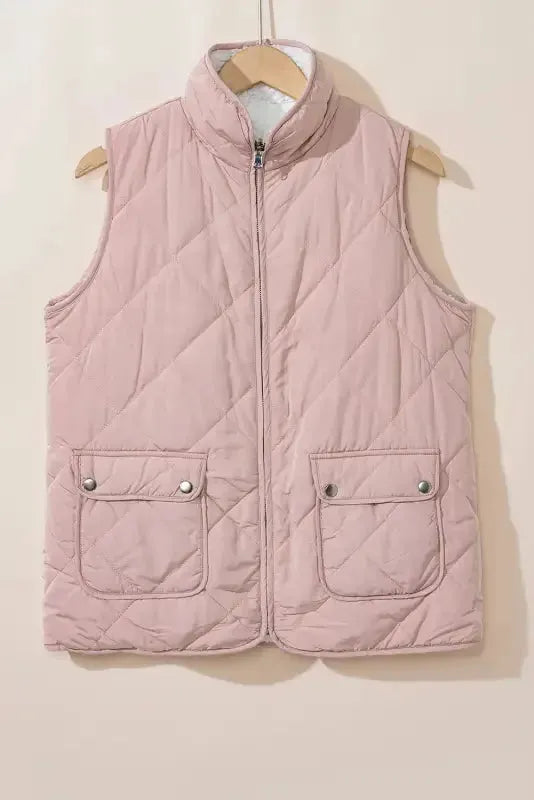 Fleece Lined Quilted Vest Coat - Fashionfitz
