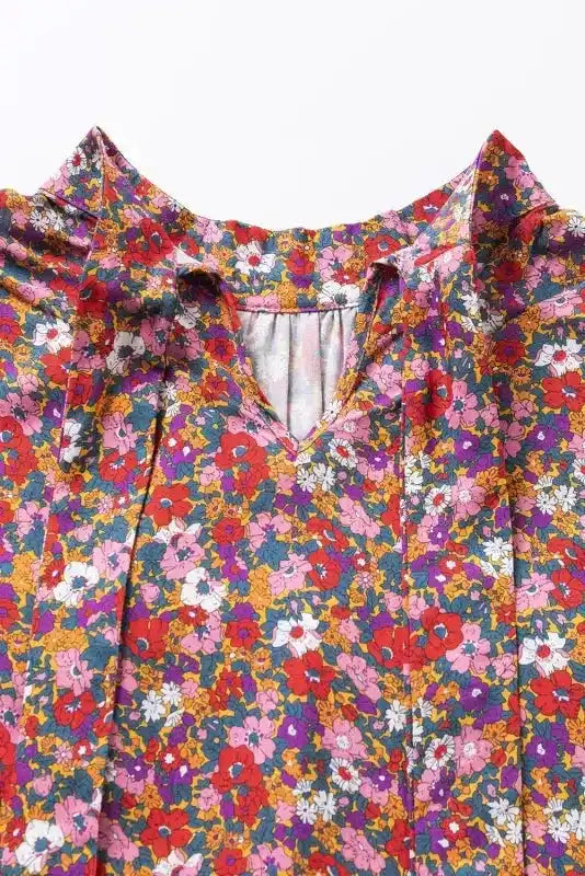 Floral Puff Sleeve Blouse - Fashionfitz
