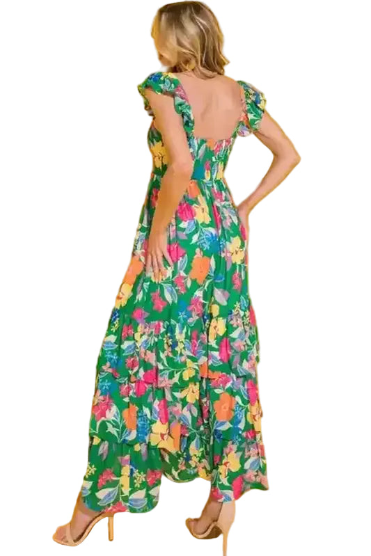 Floral Ruffle Tiered Maxi Dress - Fashionfitz