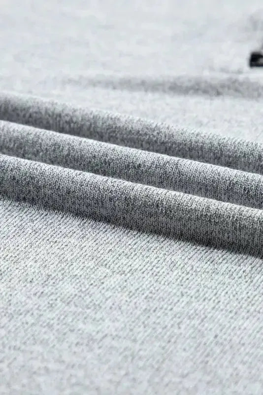 Floral-Sleeves Buttoned V-Neck Top - Gray - Fashionfitz