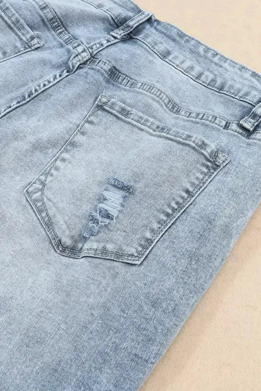 Frayed Slim Fit High Waist Jeans - Fashionfitz