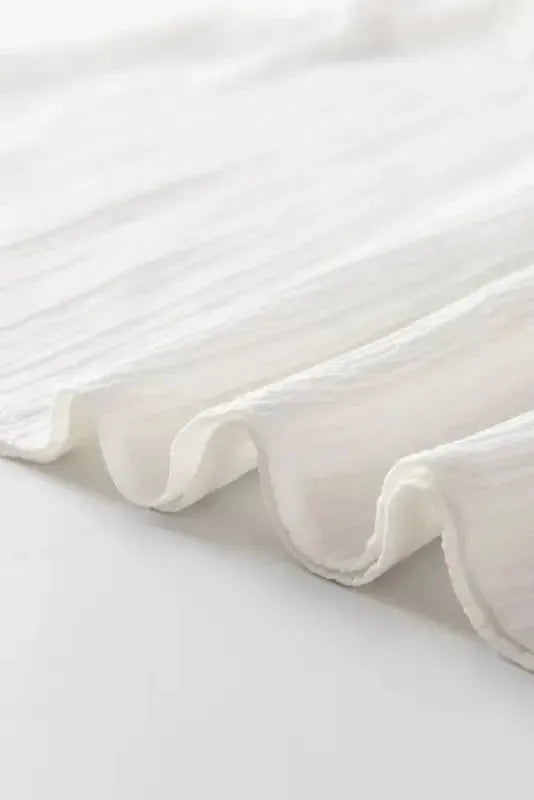 Frilled Mock Neck Ripple Bubble Sleeve Blouse - Fashionfitz