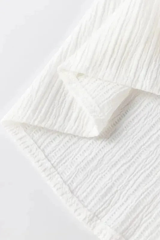 Frilled Mock Neck Ripple Bubble Sleeve Blouse - Fashionfitz