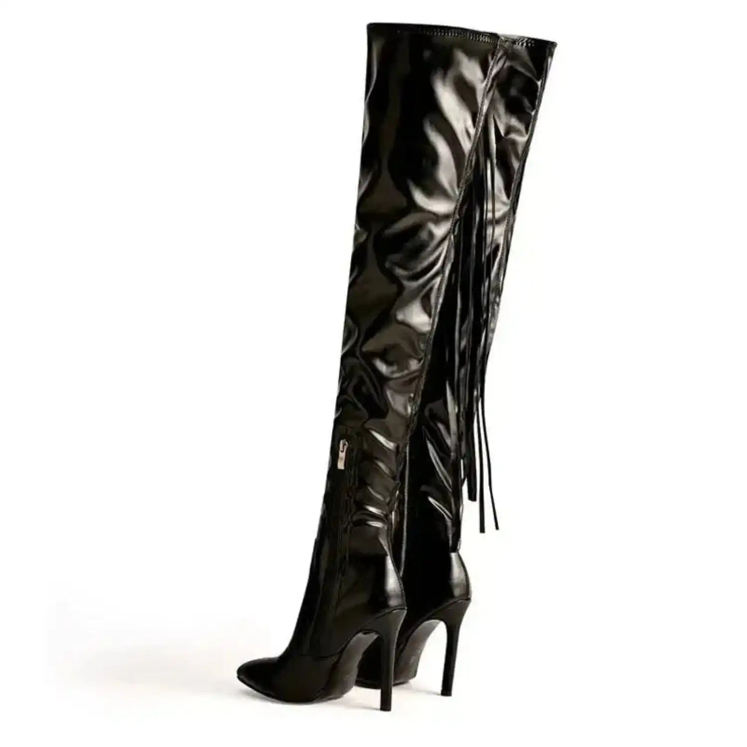 Fringe Over The Knee Boots High Heels - Fashionfitz