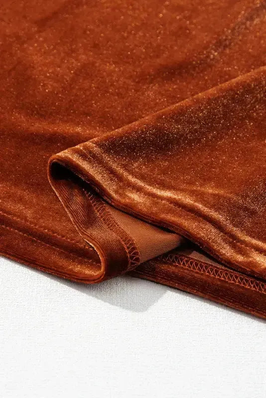 Gold Flame Beaded Velvet Top - Fashionfitz