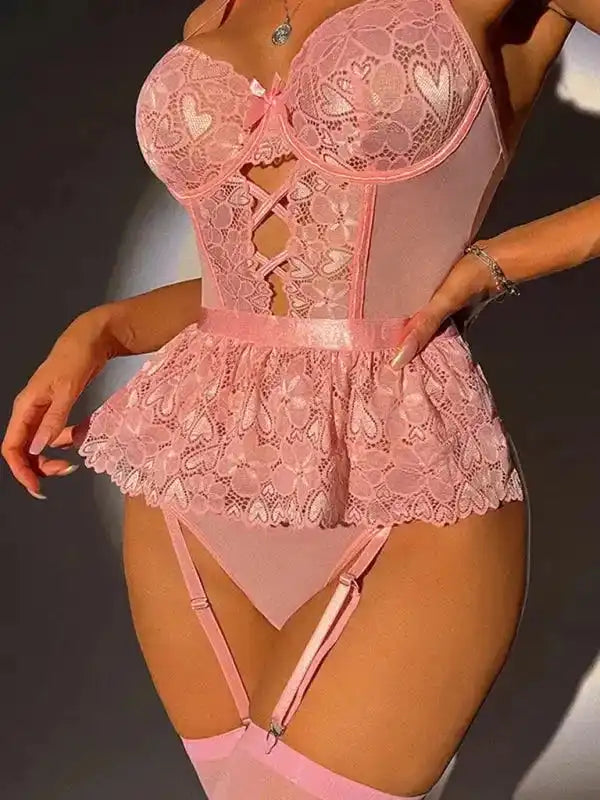 Good Wife 3-Pieces Lace Corset Garter - Fashionfitz