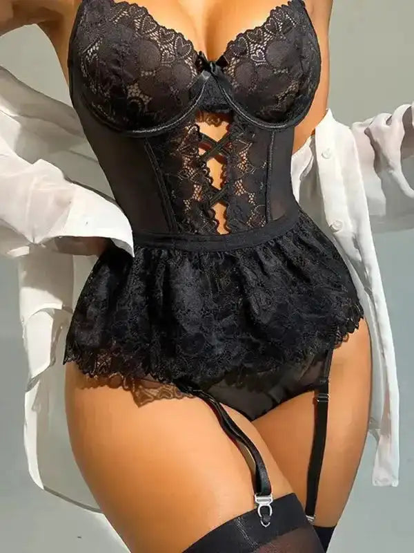 Good Wife 3-Pieces Lace Corset Garter - Fashionfitz