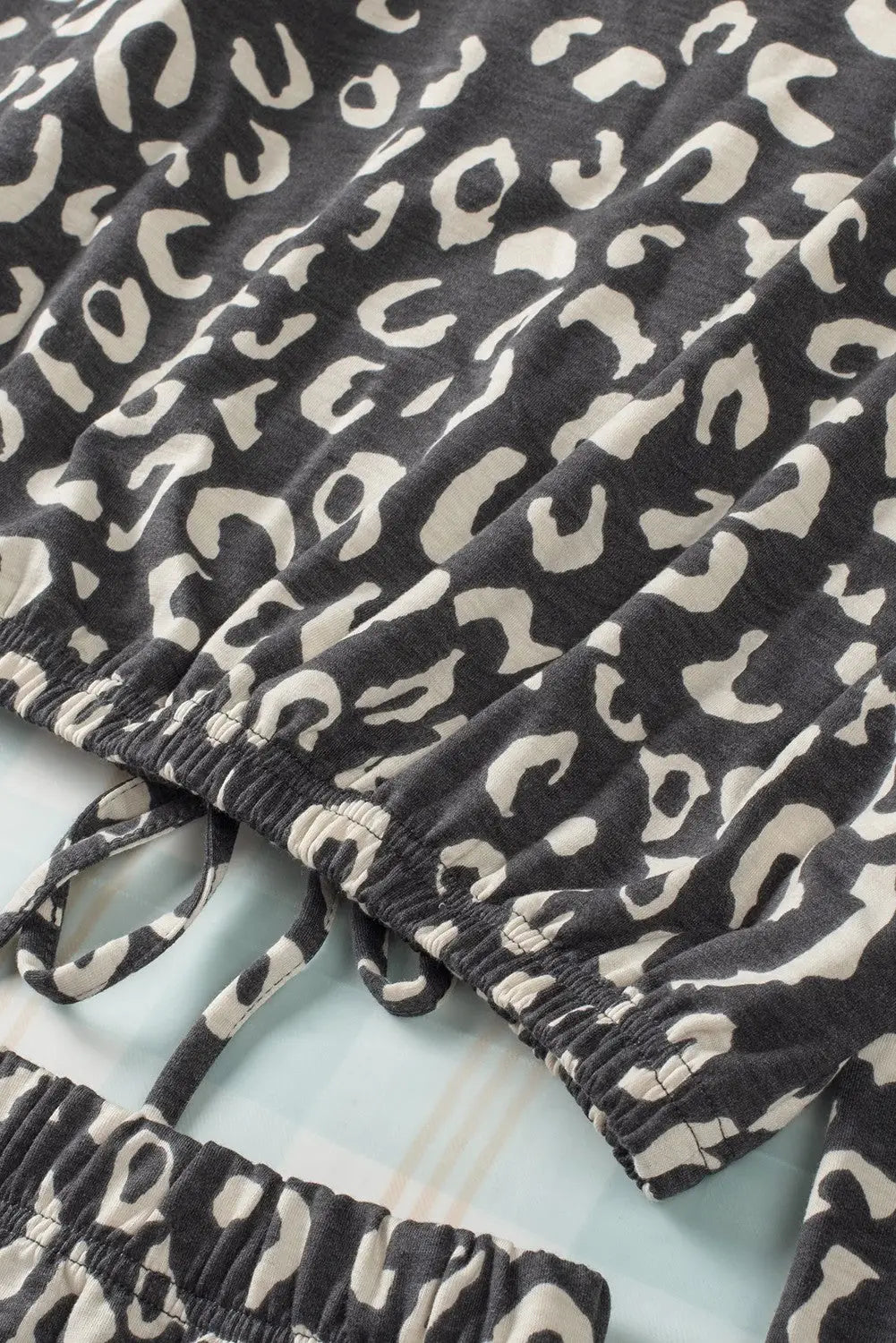 Gray animal print long sleeves pullover and shorts lounge