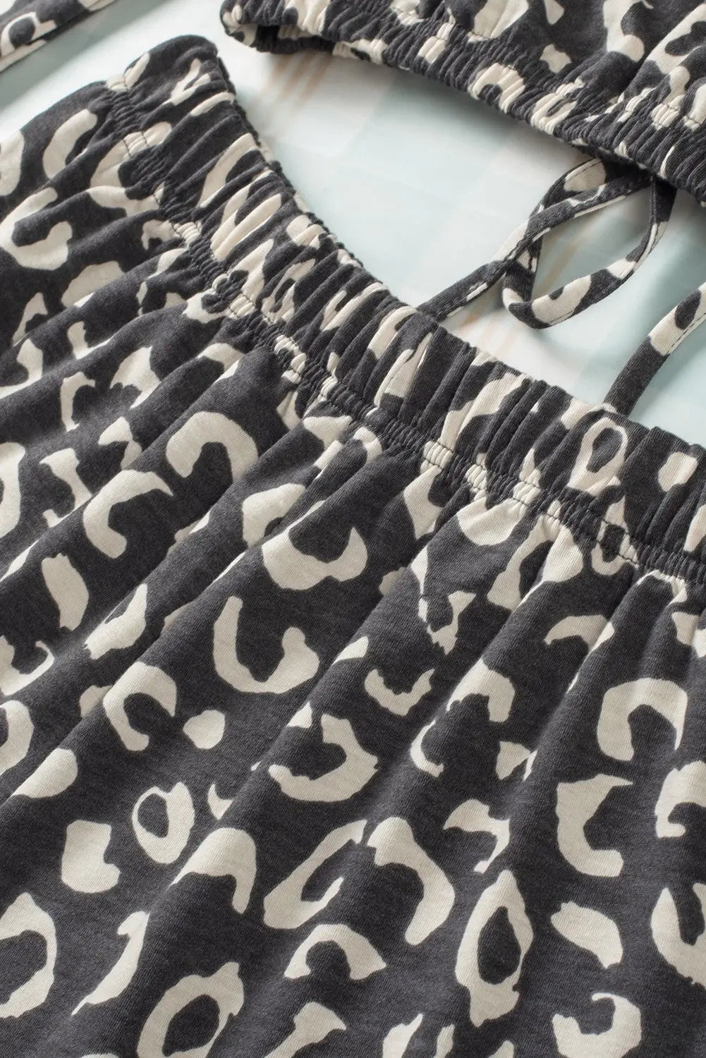 Gray animal print long sleeves pullover and shorts lounge