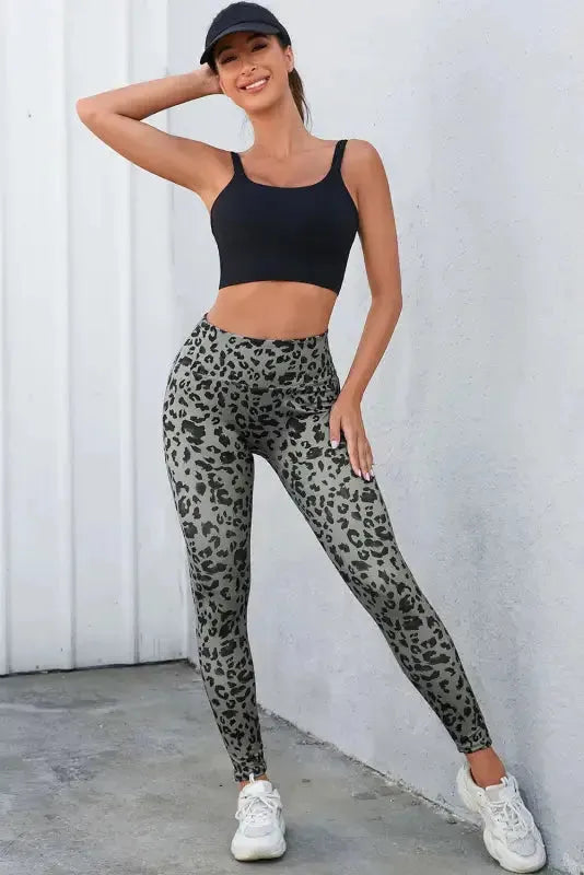 Gray Leopard Active Leggings - Fashionfitz