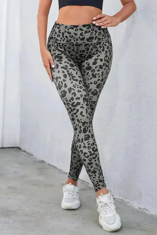 Gray Leopard Active Leggings - Fashionfitz