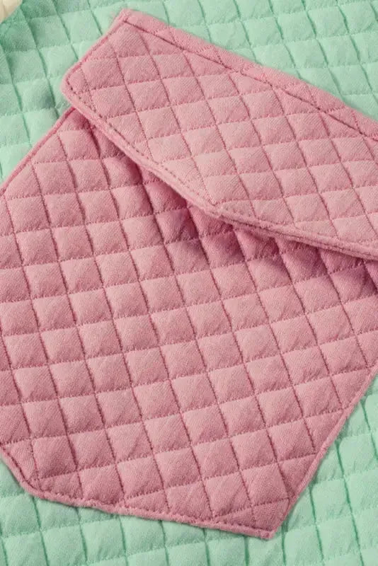 Green Color Block Patchwork Flap Pocket Quilted Shacket - Fashionfitz