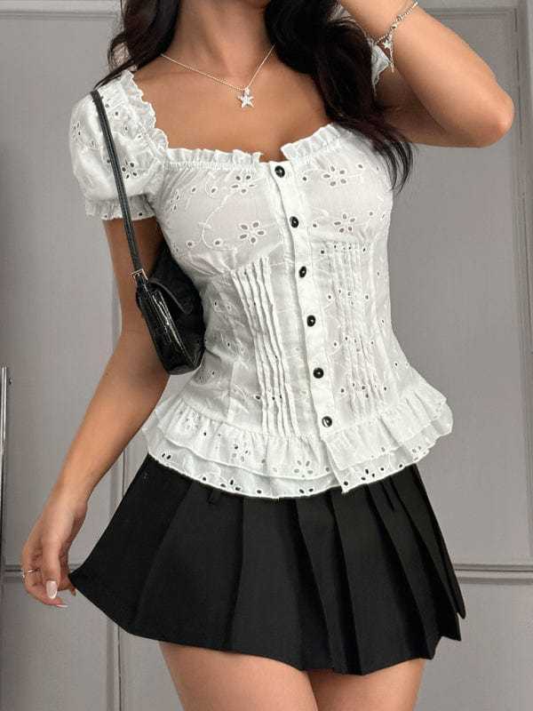 Lace Tops Hot Girl Lace Cutout Top – Summer Streetwear