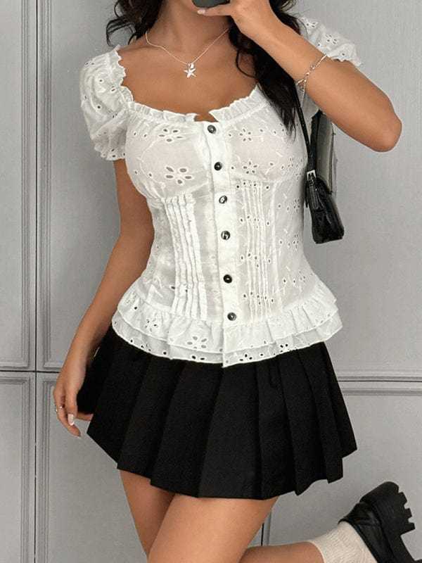 Lace Tops Hot Girl Lace Cutout Top – Summer Streetwear