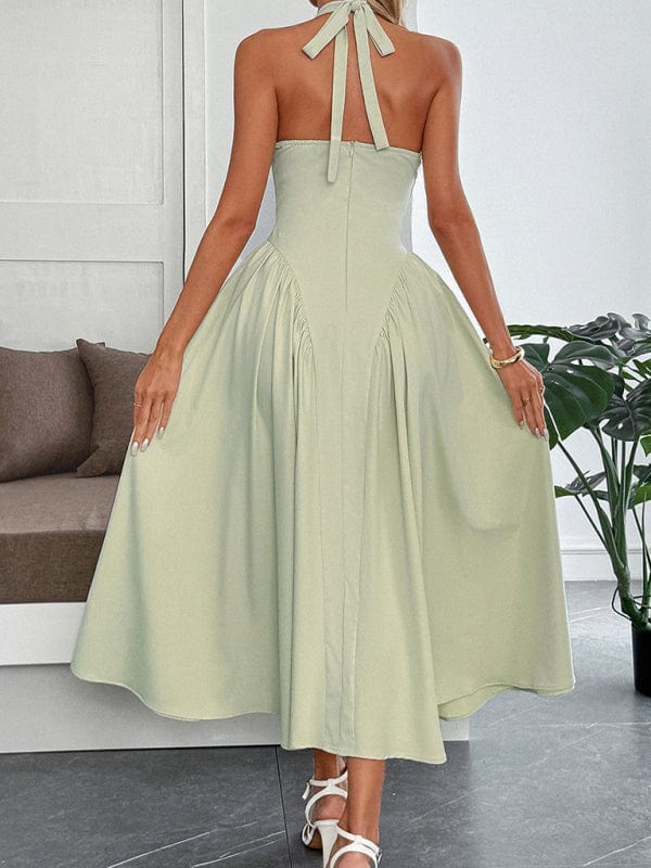 maxi dresses French Elegant Halter Maxi Dress