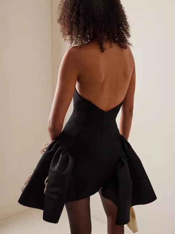 Party Dresses Black Floral Bandage Dress with Tutu Tutu