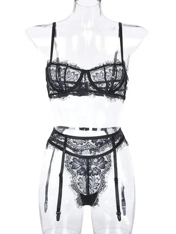 Lace Dreams 3 Piece Garter Set - Lingerie - Fashionfitz