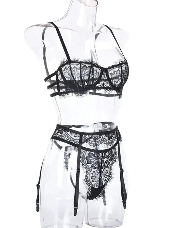 Lace Dreams 3 Piece Garter Set - Lingerie - Fashionfitz