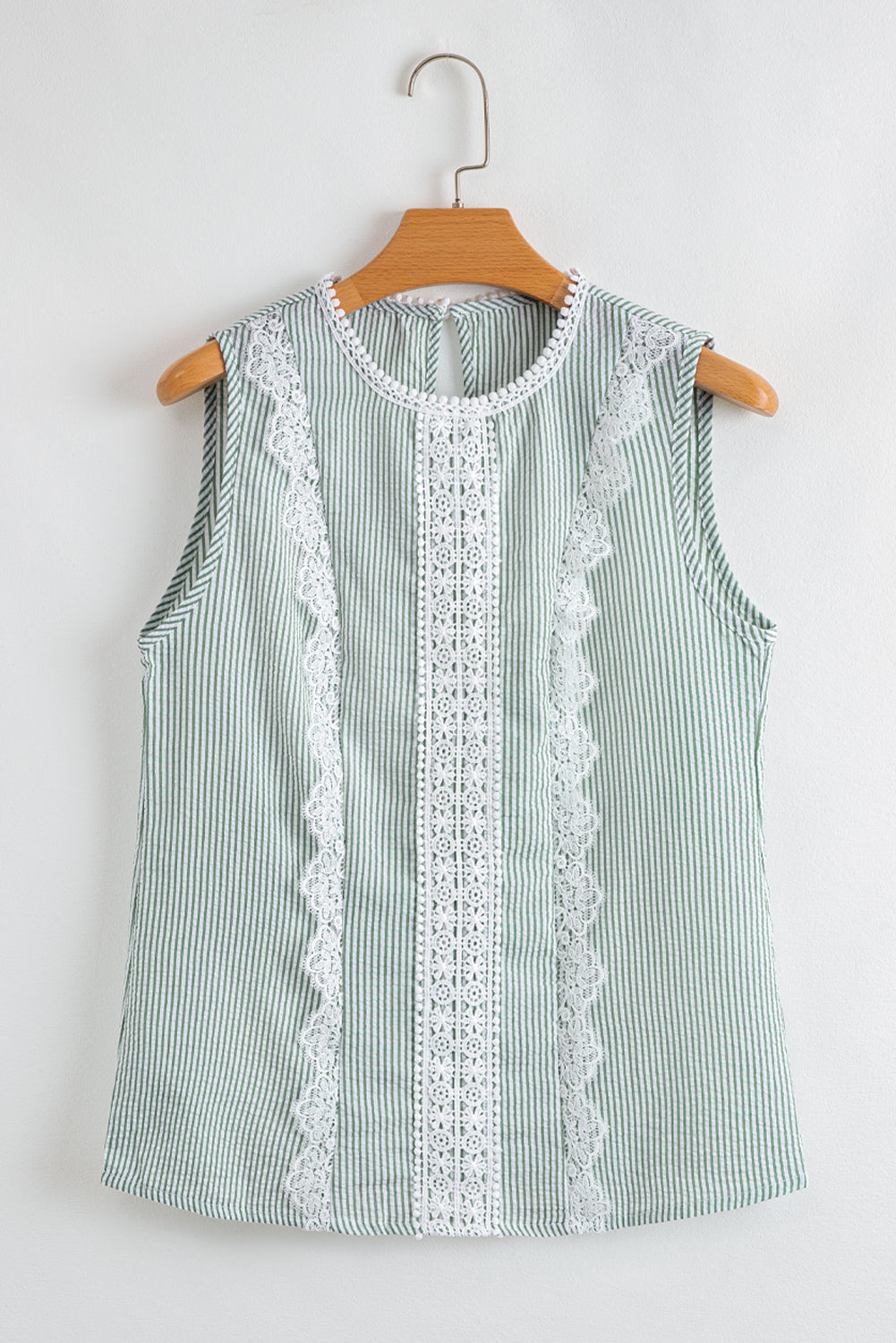 Fashionfitz lace stripe tank top with delicate lace detailing and striped pattern for a stylish look