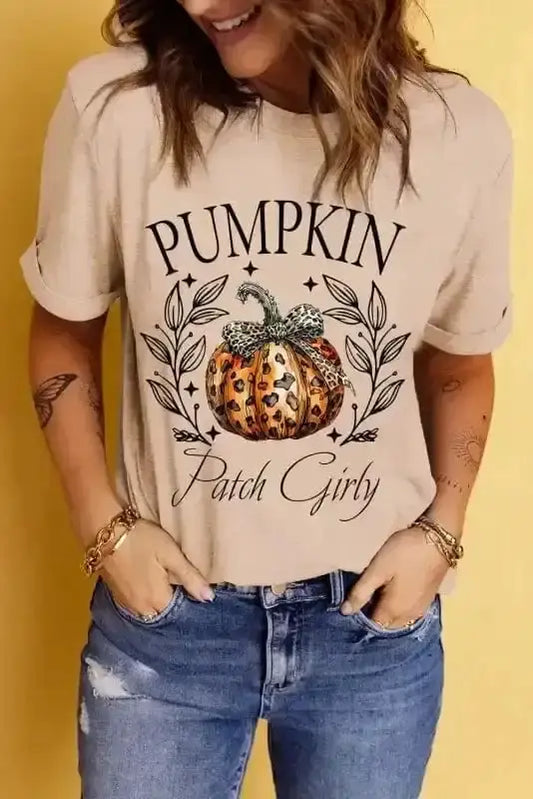 Graphic Tees PUMPKIN Leopard Bowknot T-Shirt