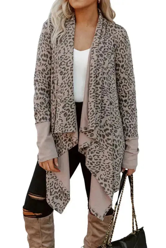 Leopard Open Front Cardigan - Fashionfitz