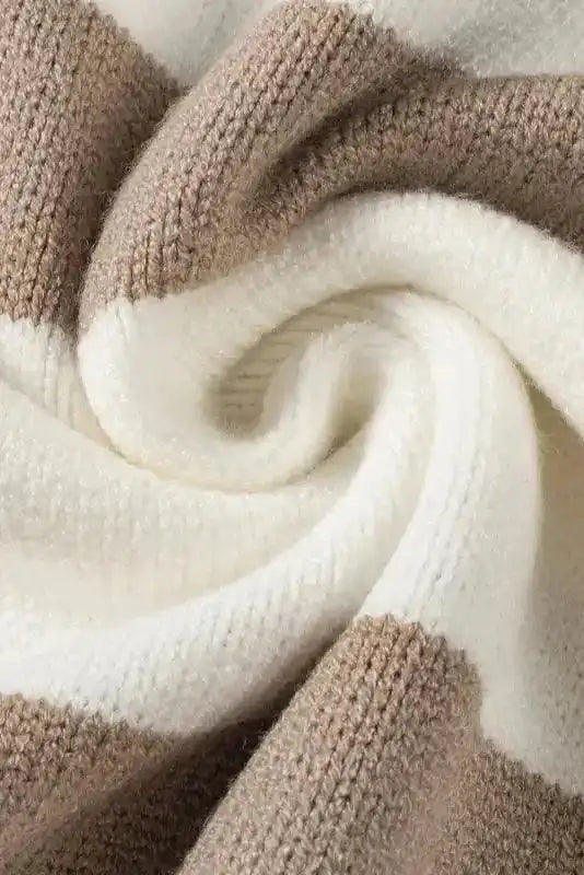 Lightweight Knit Top - Khaki Stripe Dropped Short Sleeve - Fashionfitz