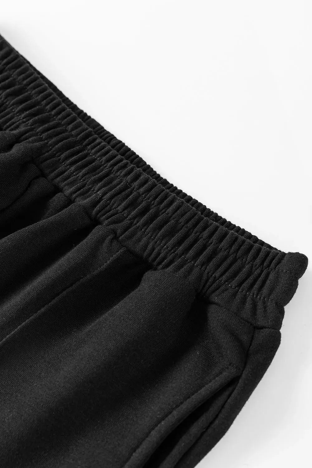 Black Solid Pullover and Seamed Casual Pants Set - Fashionfitz