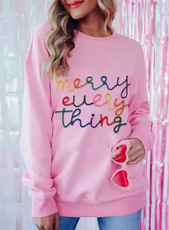 Merry-Every-Thing Glitter Sweatshirt - Fashionfitz