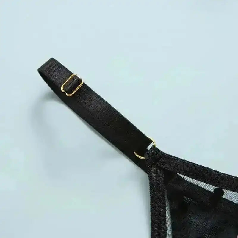 Mesh Polka Dot Ruffle Bustier Bra Set - Fashionfitz