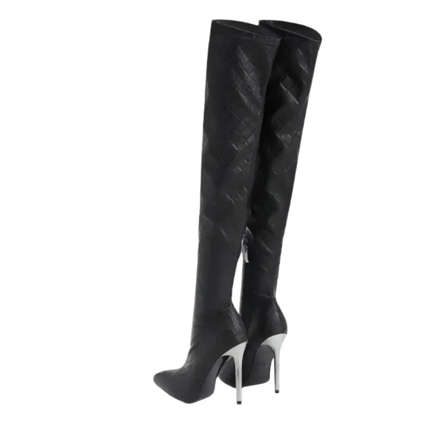 Metal High Heels Over The Knee Boots - Fashionfitz