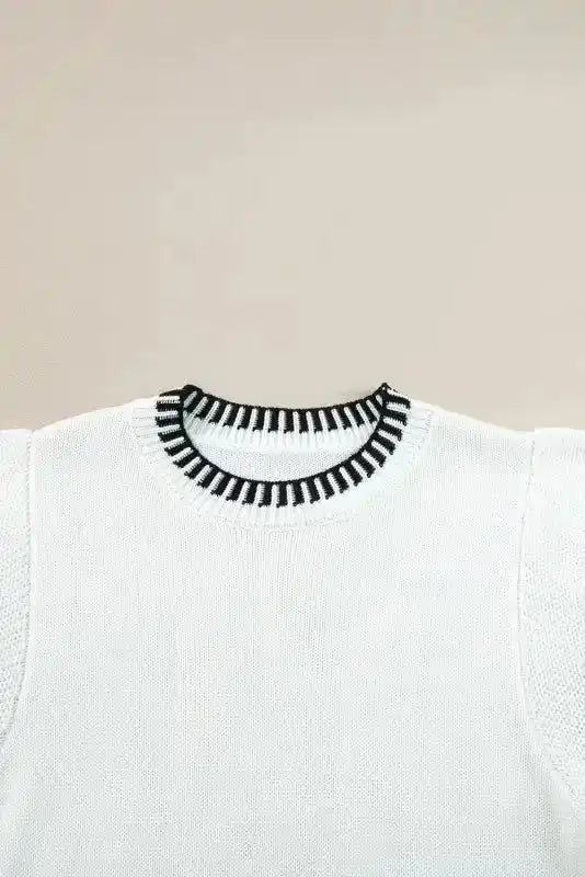 Mint Green Contrast Trim Knitted Top - Fashionfitz