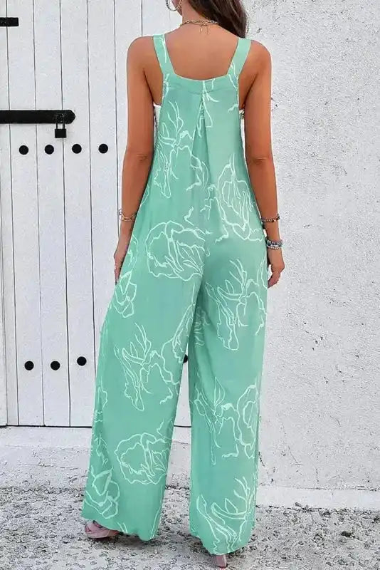 Moonlight jade wide leg jumpsuit back view — Fashionfitz UK