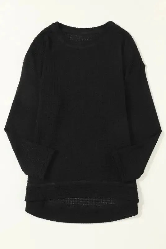 Moss Green Plus Size Textured Knit Long Sleeve Top - Fashionfitz