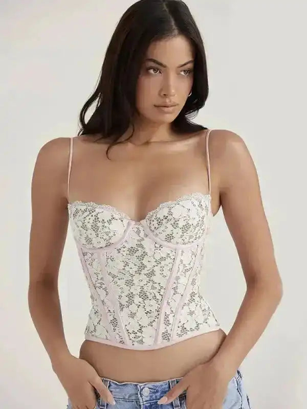 New Arrival Lace Babes Camisole Fishbone Top - Fashionfitz