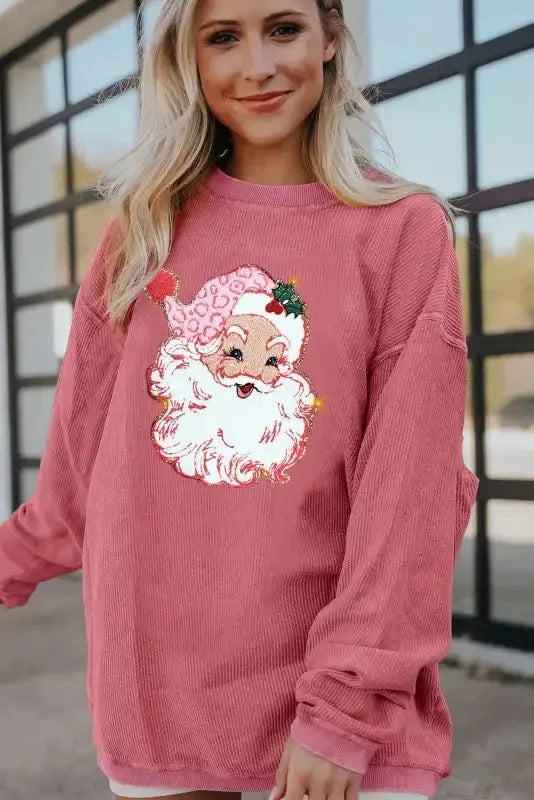 Orange leopard pumpkin graphic corded sweatshirt