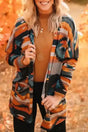 Orange western Aztec knit open front cardigan front view — Fashionfitz UK