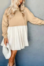 Pale Khaki Sweatshirt Poplin Mini Dress - Fashionfitz