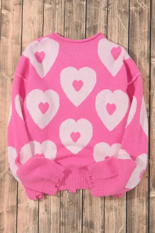 Pearl Beaded Floral Sweater - Fashionfitz