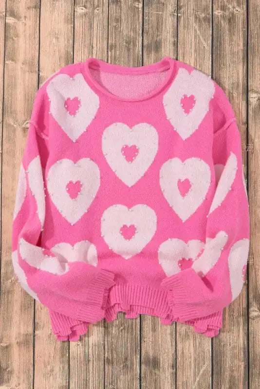 Pearl Beaded Floral Sweater - Fashionfitz