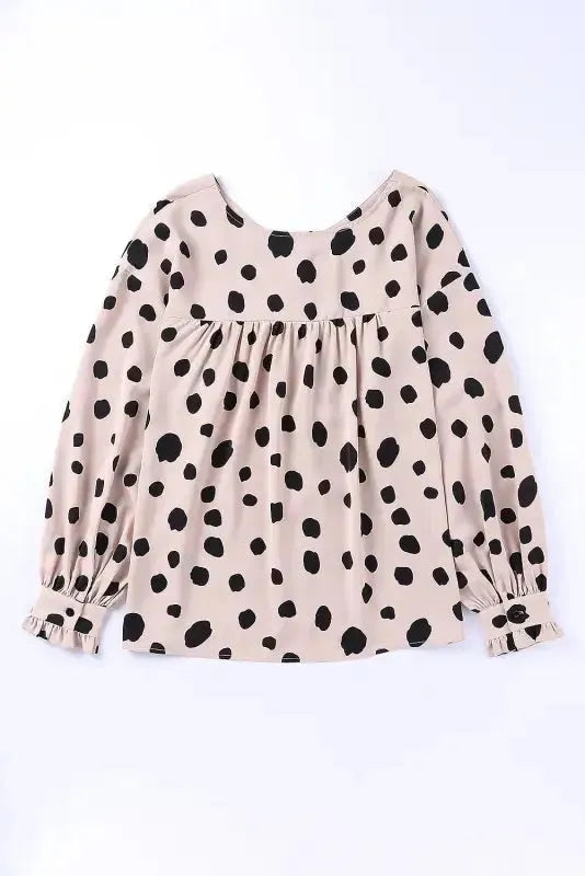 Pink Button Frill Cuffs Oversize Puff Sleeve Blouse - Fashionfitz