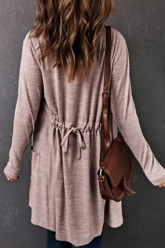 Pink Tunic Back Open Front Cardigan with Pockets - Fashionfitz
