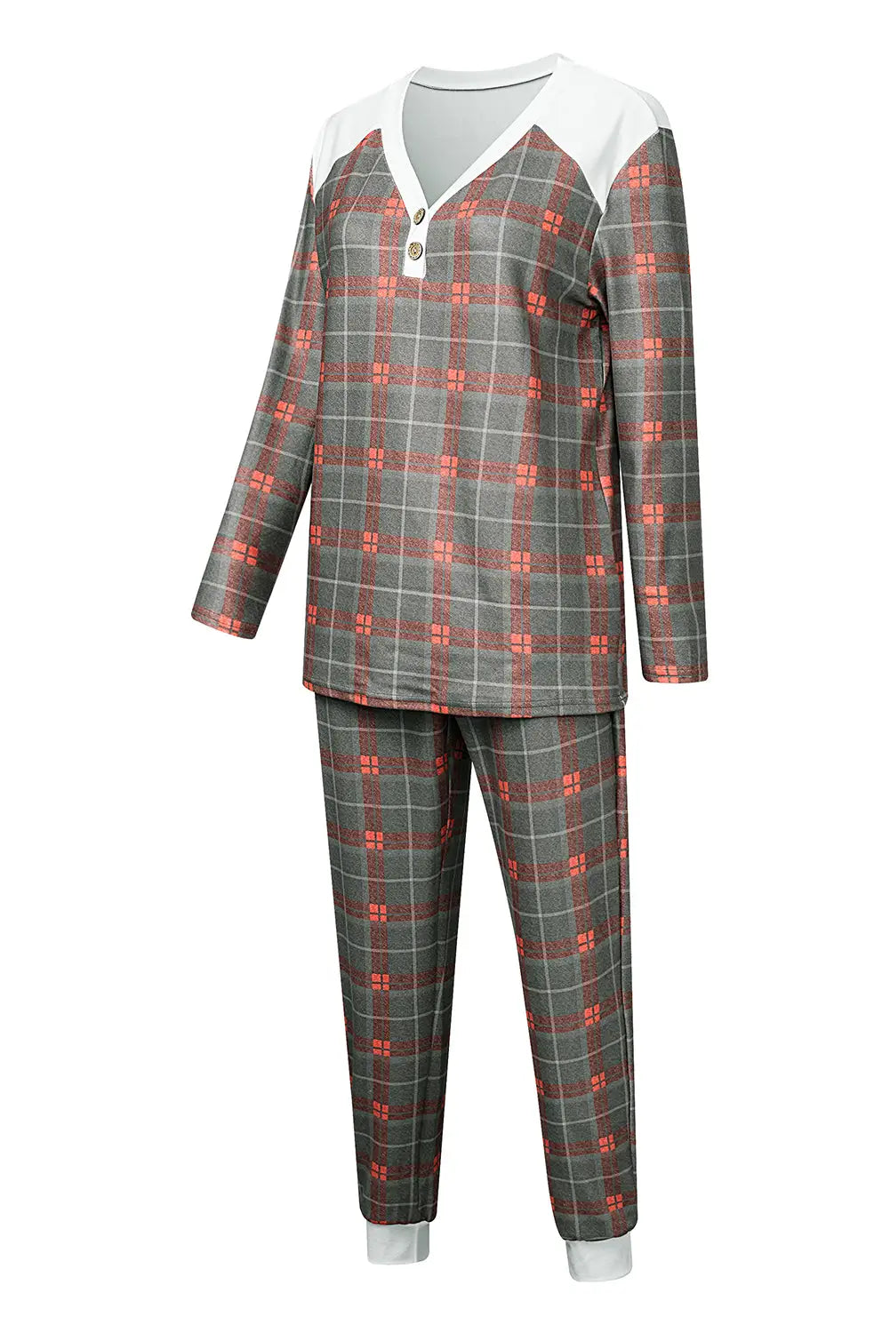 Plaid brushed 2pcs loungewear set