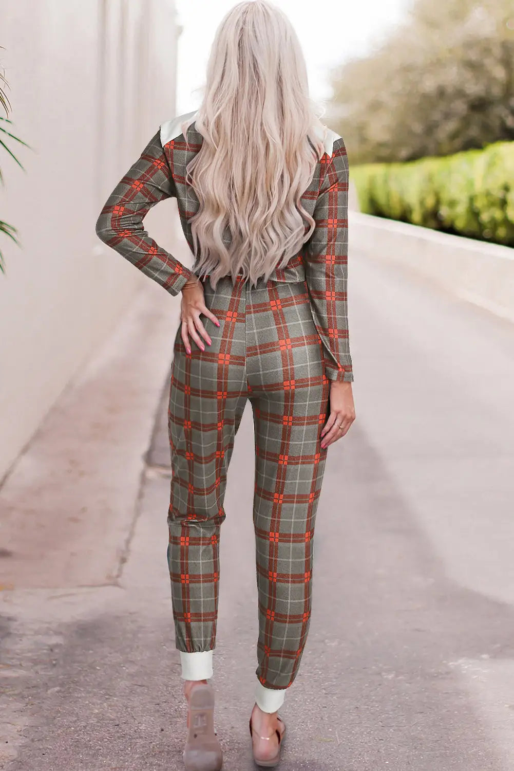 Plaid brushed 2pcs loungewear set