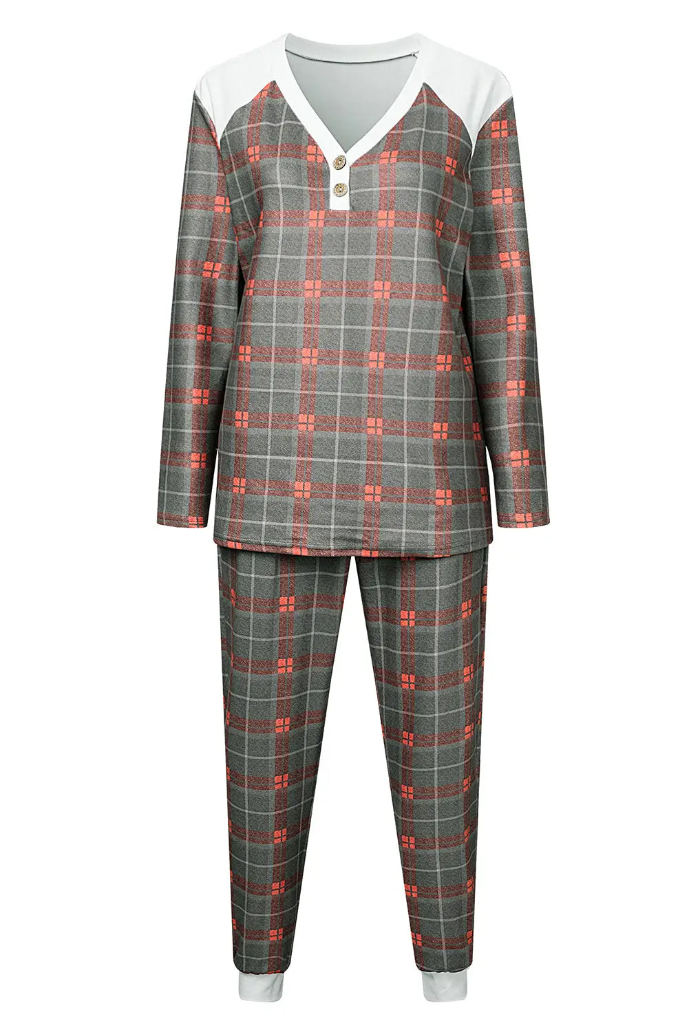 Plaid brushed 2pcs loungewear set